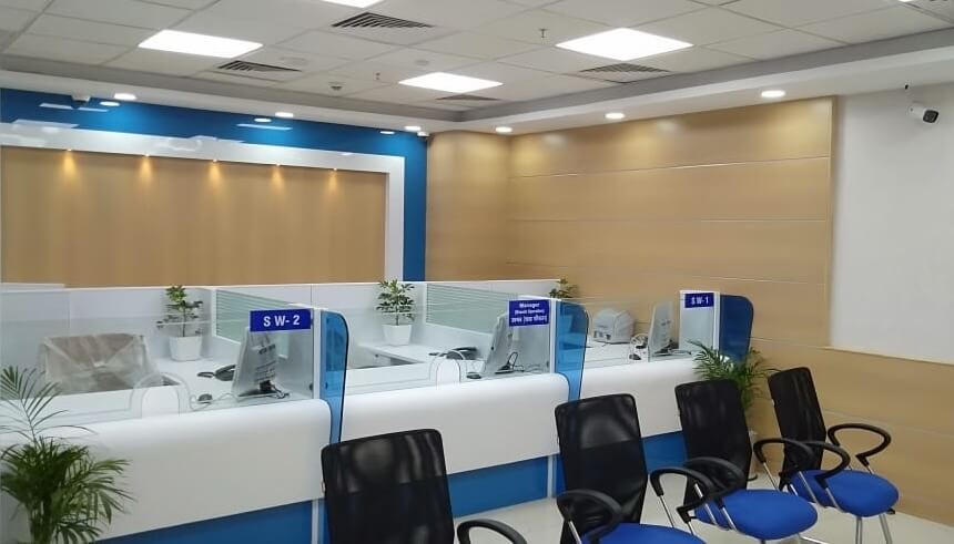 Project managers reviewing office plans