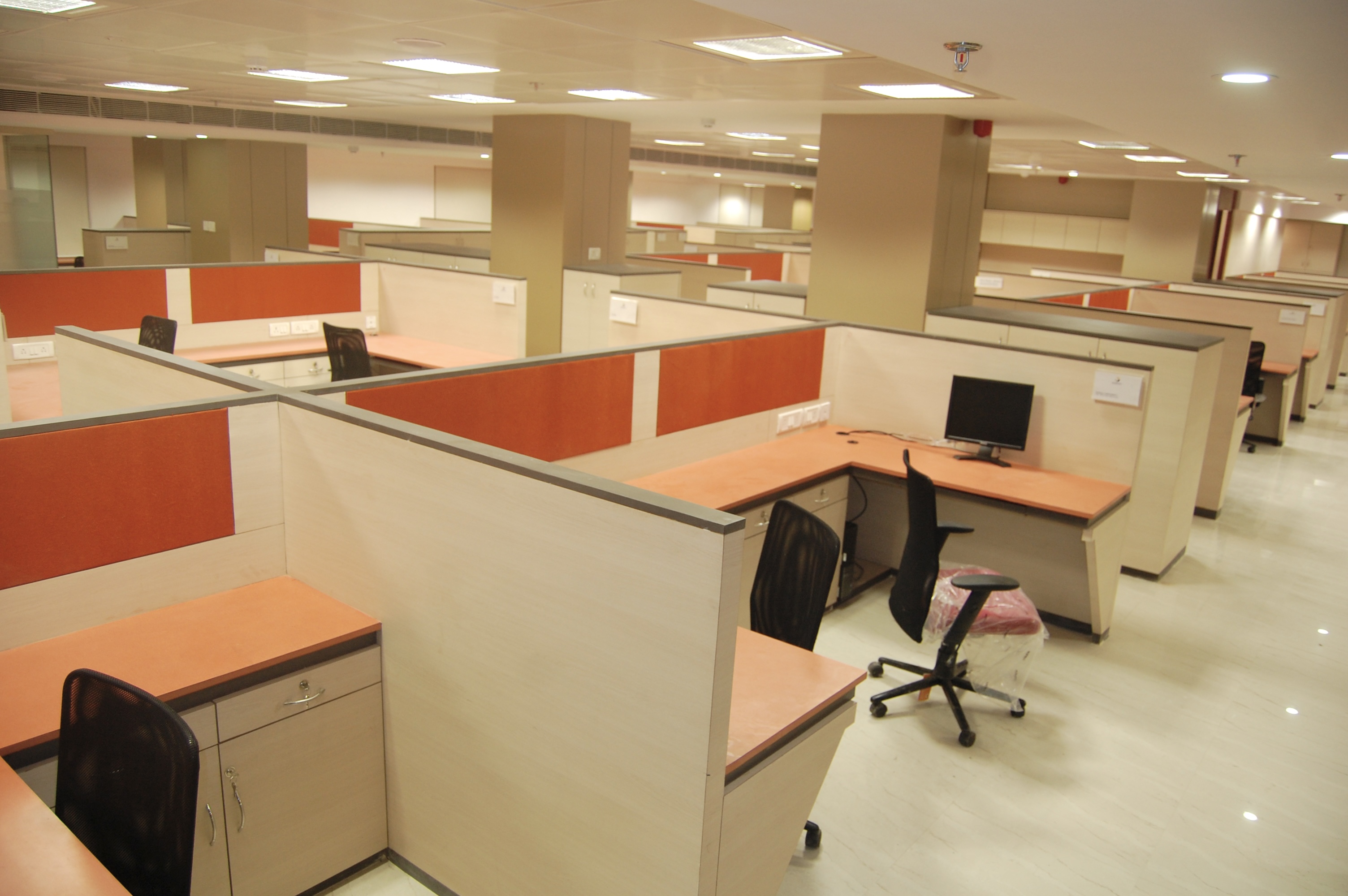 Modern office furniture arrangement
