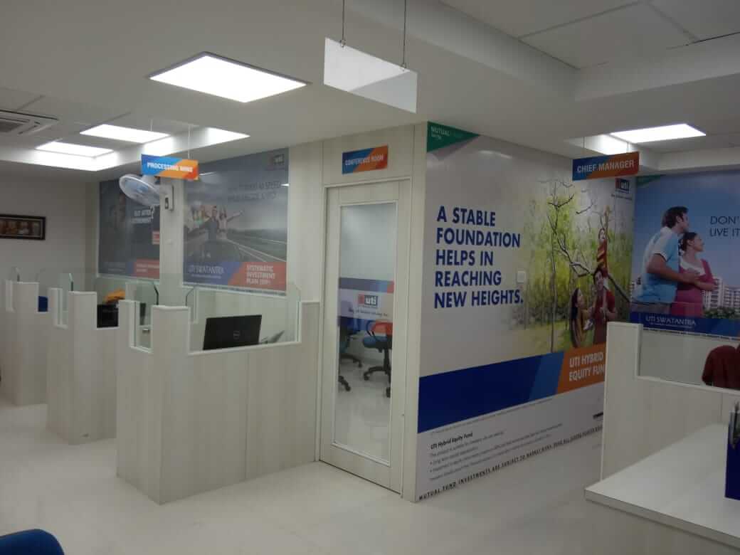 Interior design studio with samples and plans